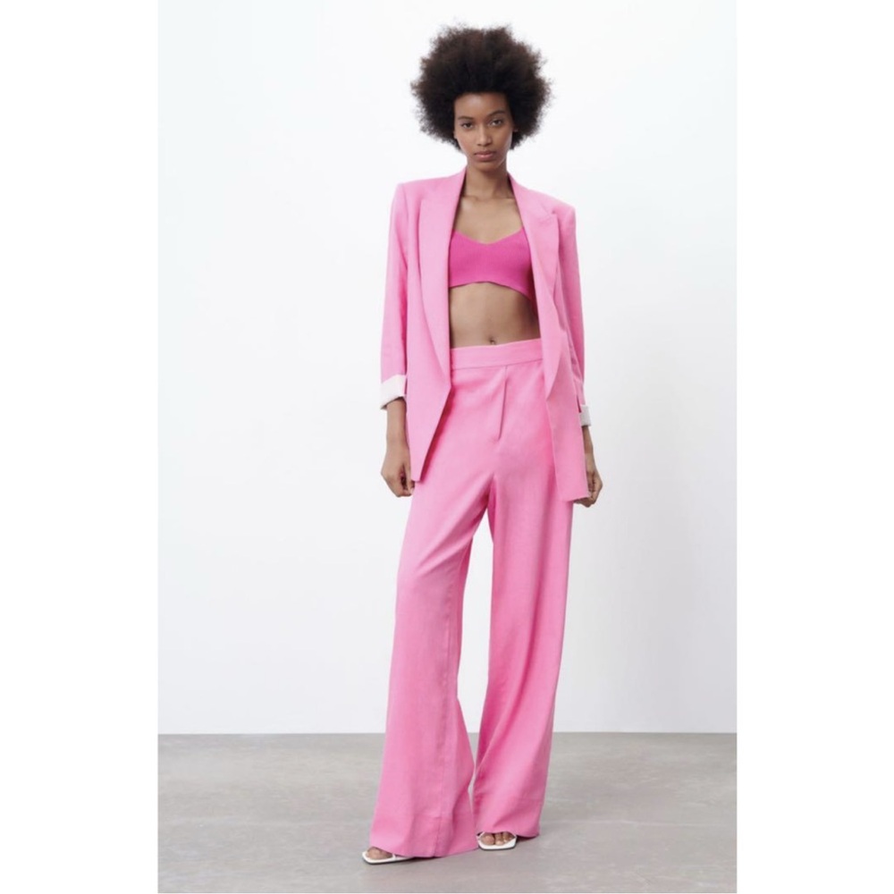 Zara Pink Linen Blazer Size Medium